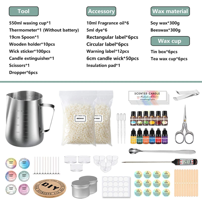 DIY Candle Making Kit with Soy Wax & Stainless Steel Melting Pot - Handmade Aromatherapy Supplies