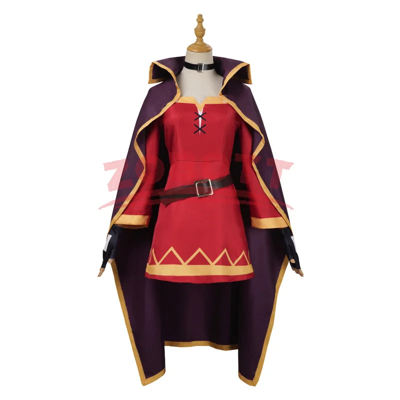 Anime Megumin Cosplay Costume Set - Sekai ni Shukufuku wo! Girls Costume with Cloak & Wig