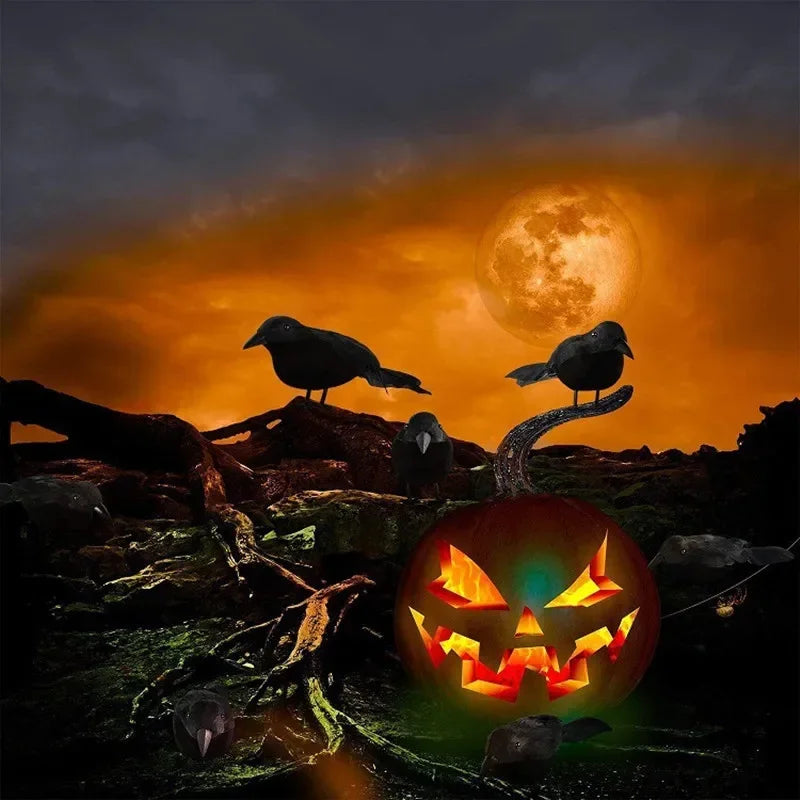 Realistic Artificial Crow Decorations for Halloween Party Props 1-3 pcs