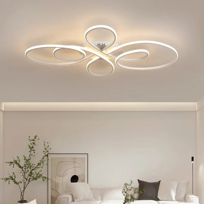 Modern LED Ceiling Light with Dimmable Remote Control - Energy Efficient Hanging Lamp for Living Room