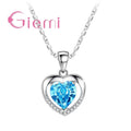 Sterling Silver Pendant Necklace for Women Engagement Romantic Heart Jewelry