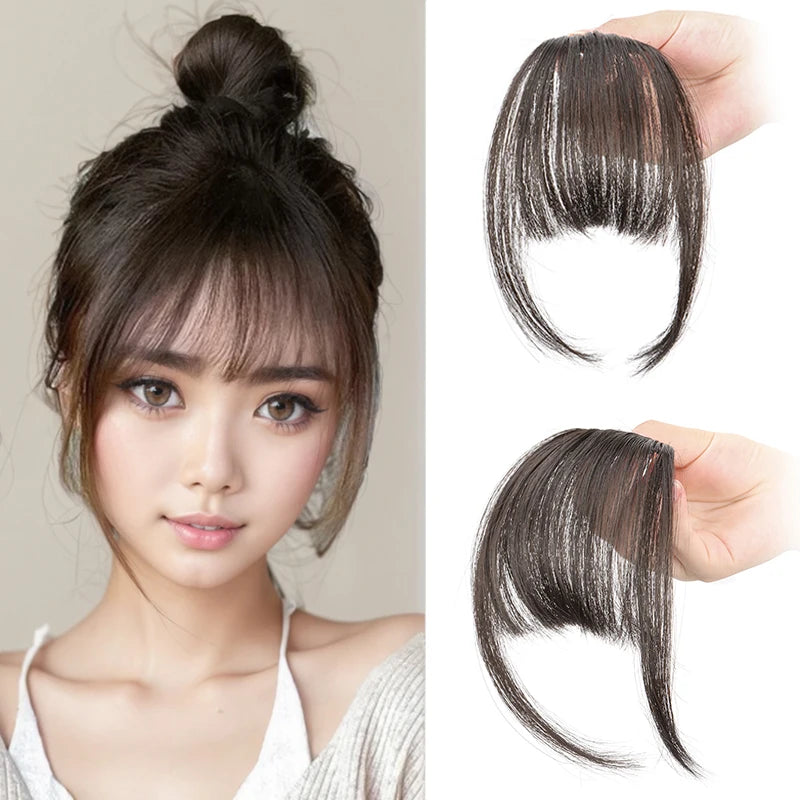 Invisible Air Bangs Hair Extension Front Fringes for Women - Black & Brown