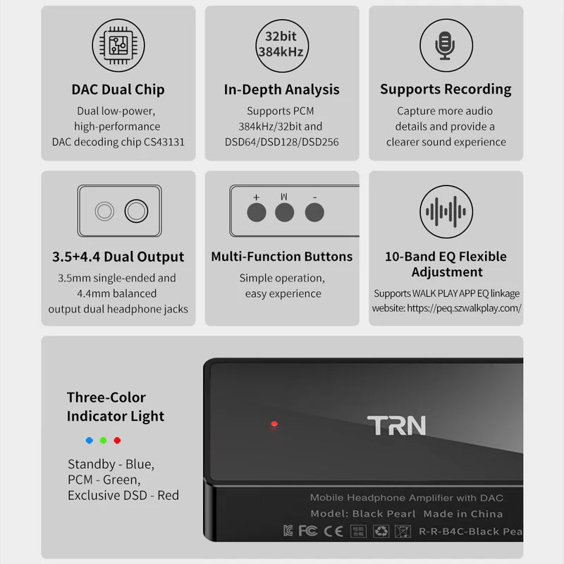 High-Fidelity DAC & Headphone Amplifier for Audiophiles - TRN Black Pearl
