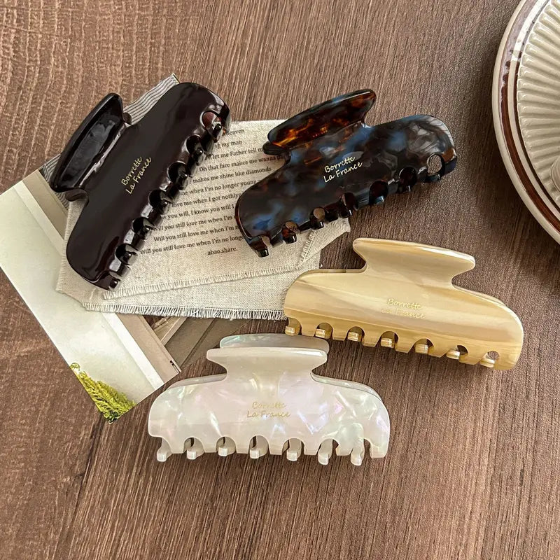 Korean Retro French Elegant Acetate Hair Claw Clip for Back of Head Styling