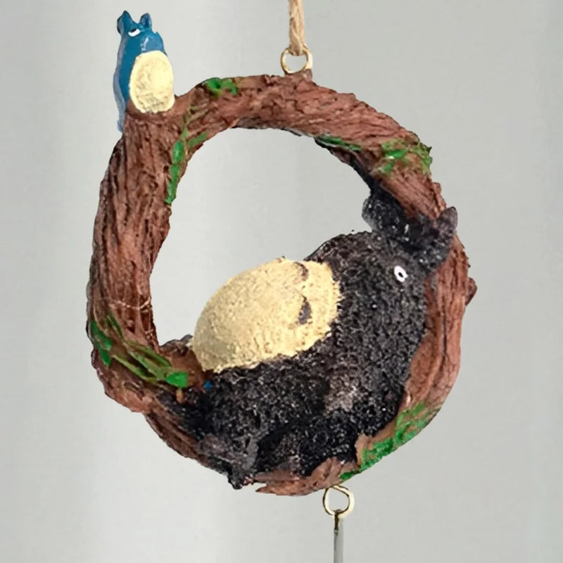 Japanese Copper Wind Chime Bell Outdoor Decor Sleepy Cat Design 30cm