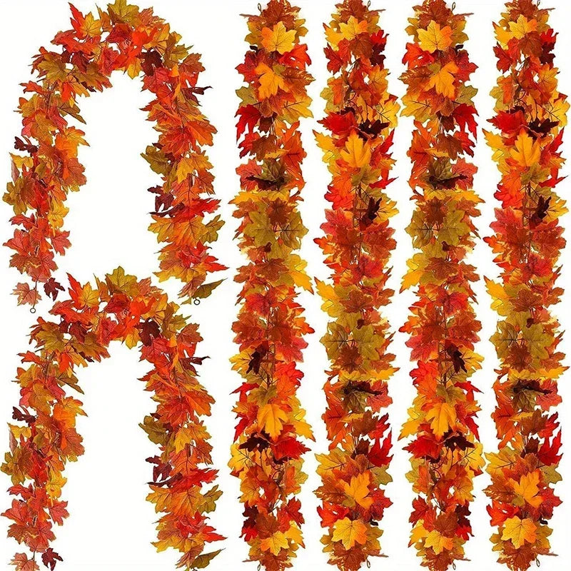 2M Artificial Fall Maple Leaf Garland Autumn Decor for Thanksgiving Halloween Wedding