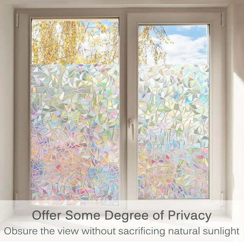 Static Cling Window Privacy Film - Rainbow 3D Decals for Glass Doors & Windows