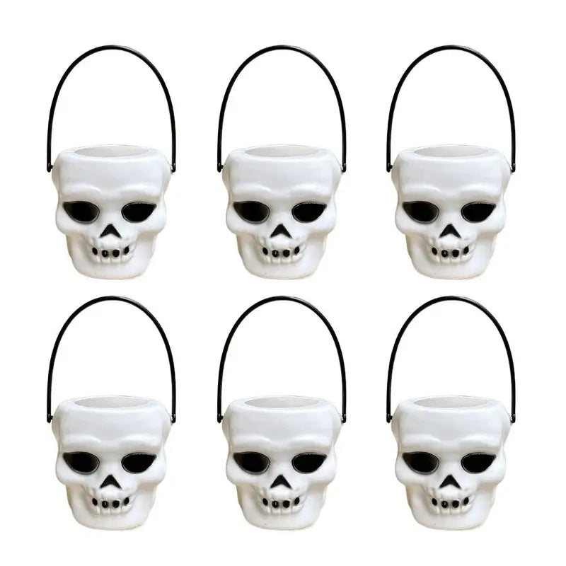Halloween Pumpkin Jar Set with Lids - 6 Mini Lanterns & Baskets for Parties