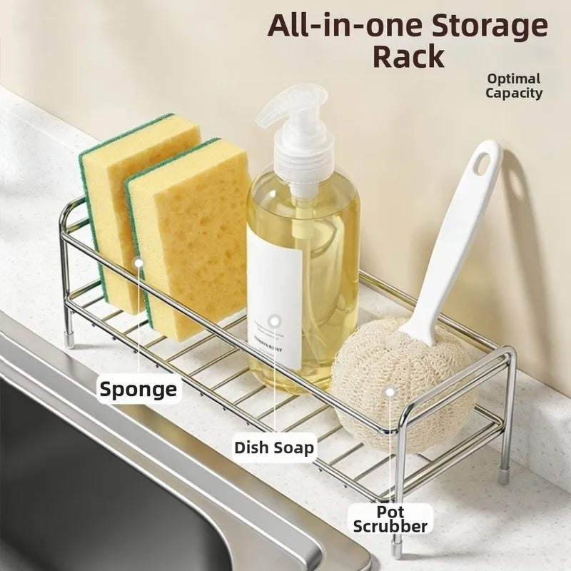 Stainless Steel Kitchen Sink Storage Rack Waterproof Anti-Rust Space Saver
