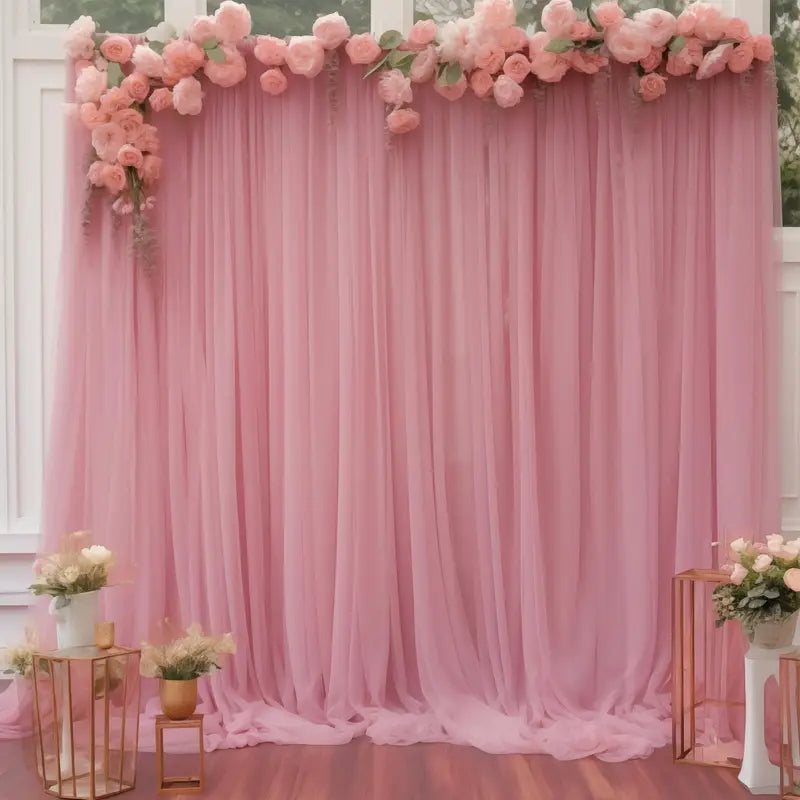 5FT×10FT Chiffon Backdrop Curtain for Wedding Party Halloween Decor Sheer Photography Background