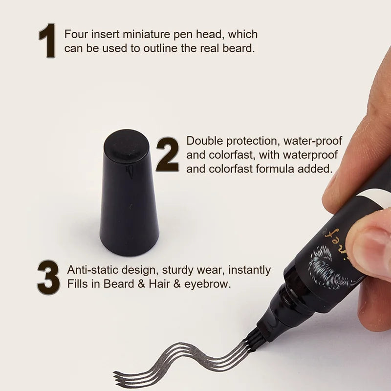 Multi-Pack Beard Pen Kit for Styling and Covering Facial Hair Patches - Black & Natural Finish