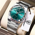 Men's Business Watch Stainless Steel Waterproof Luminous Quartz Wristwatch with Date