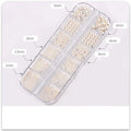 12-Grid Round Pearl White Nail Rhinestones and Caviar Beads for Nail Art