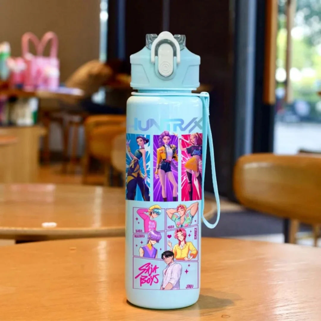 Cute Cartoon Water Bottle with Lanyard - Leakproof, Large Capacity, Portable, Kids & Adults