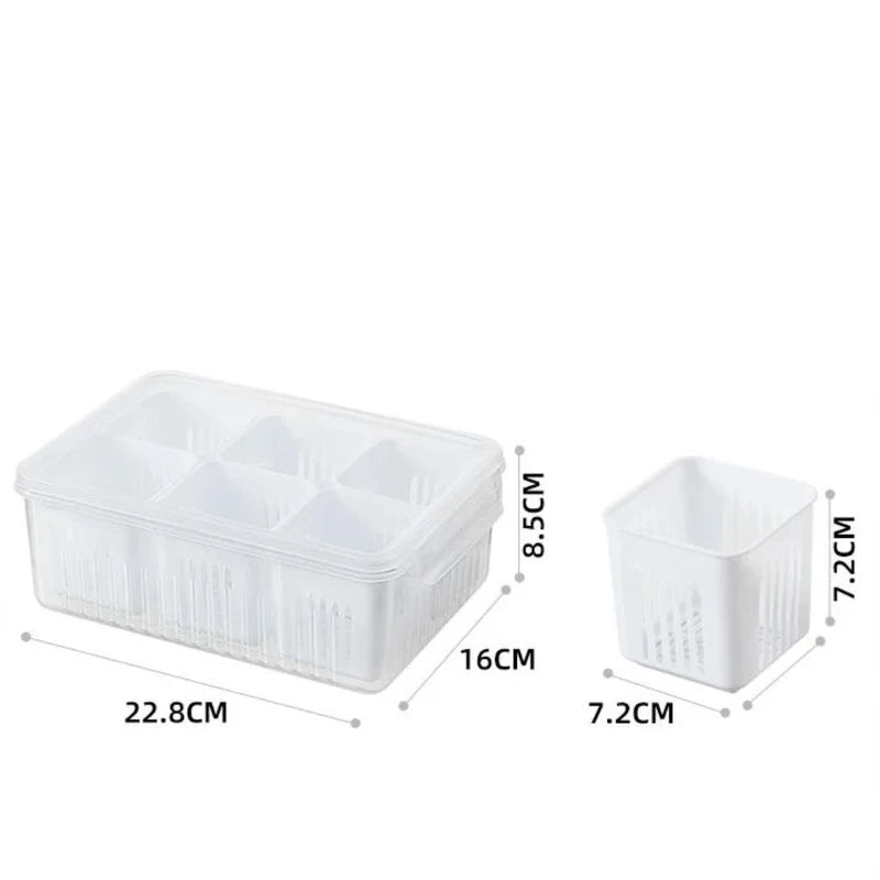 Kitchen Food Drain Storage Box with Cover - Fresh-Keeping Basket for Vegetables and Onion
