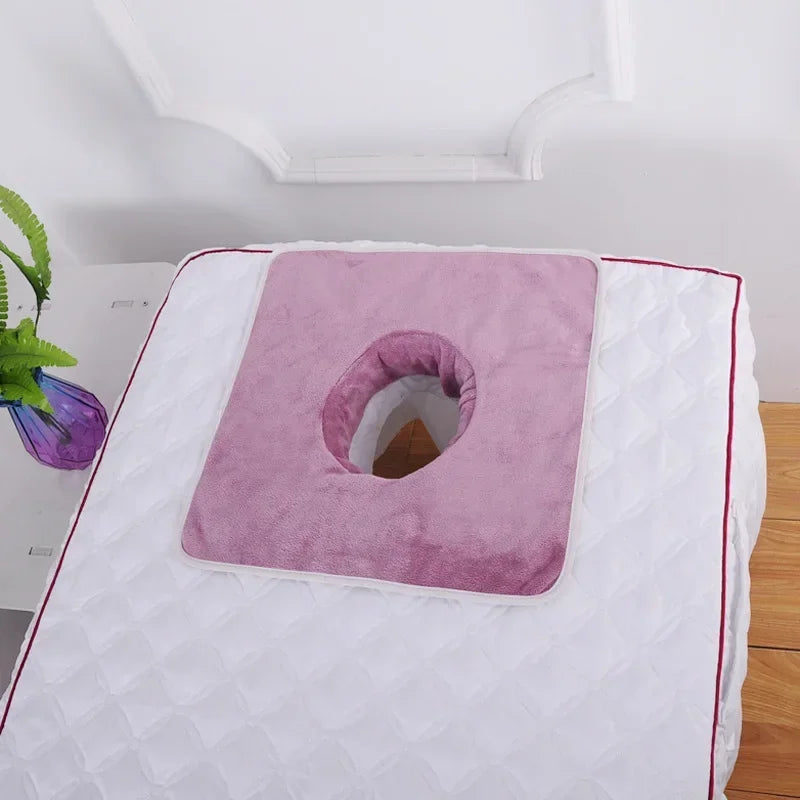 Velvet Face Towel with Face Hole for Spa Massage Bed 35x35cm - Thickened