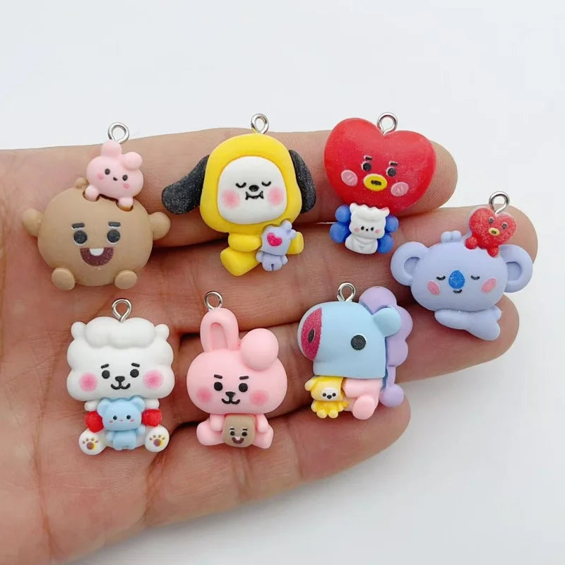 Kawaii Bunny Dog Charm Set for Jewelry Making & Crafts - 10 pcs