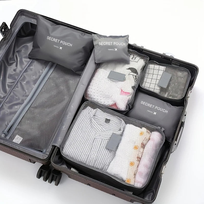 6-Piece Waterproof Travel Storage Bags Set for Clothes & Essentials