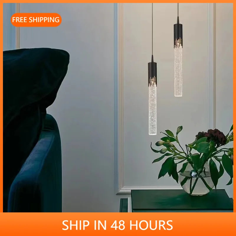 Modern Crystal Pendant Lighting Fixture for Bedroom Kitchen Bathroom