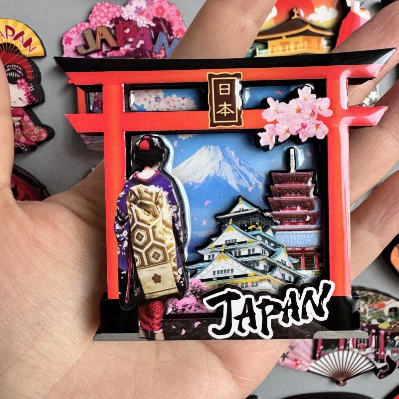 Japanese Landmark Refrigerator Magnets Set - Osaka Mount Fuji Tokyo Tower Hakone