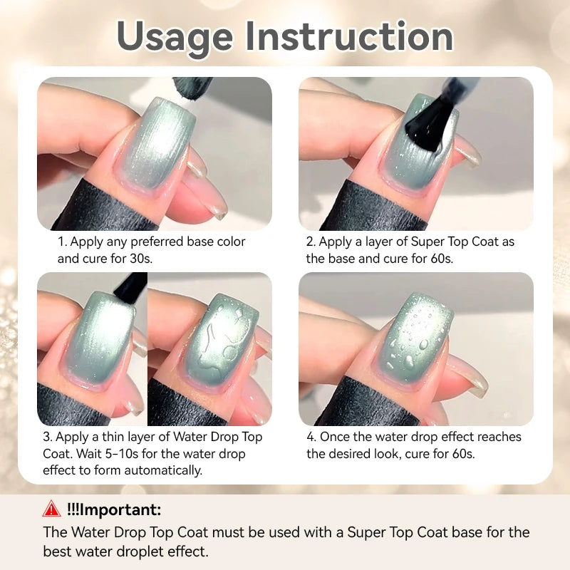 Water Drop Top Coat Gel Nail Polish Set - Semi-Permanent UV/LED Manicure