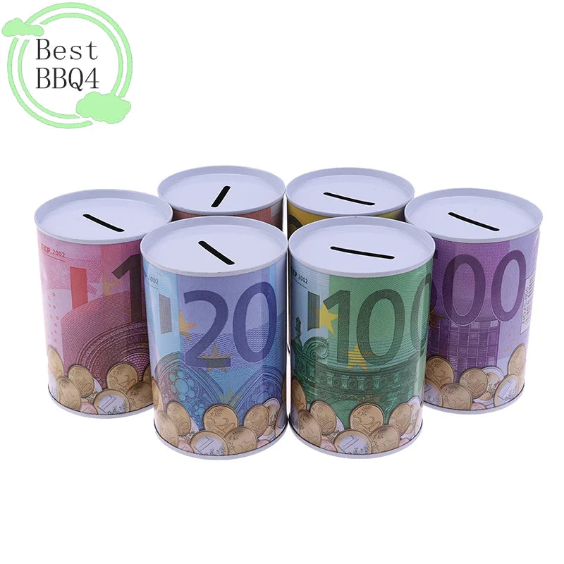 Creative Tinplate Cylinder Piggy Bank - Money Saving Box for Home Decor