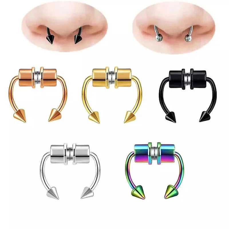 Fake Nose Piercing Hoop Septum Clip Non-Piercing Nose Ring Body Jewelry for Women