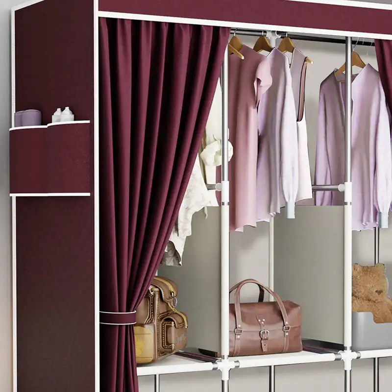 Large Capacity Portable Wardrobe Closet with Shelves & Hanging Rod - Dustproof Cloth Storage Cabinet