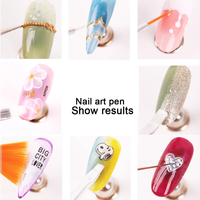15-Piece Fine Detail Nail Art Brush Set for Acrylic Gel & Manicure Design