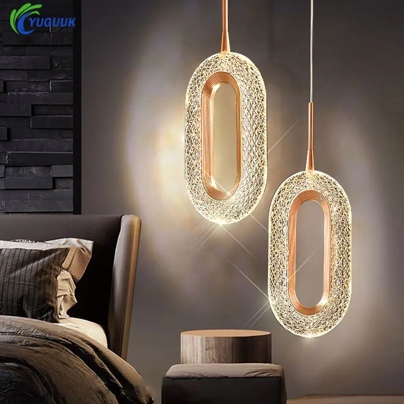 Modern Crystal LED Pendant Light for Indoor Home Decor - Living Room & Bedroom Hanging Lamp