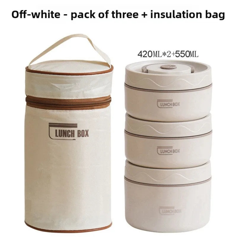 Insulated Stainless Steel Lunch Box Set 3pcs with Carry Bag - Food Grade Food Storage