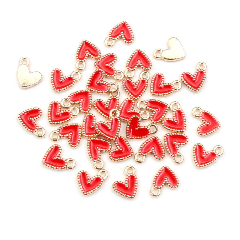 Colorful Alloy Heart Charms Set for Jewelry Making - 50 Pieces, DIY Love Pendants