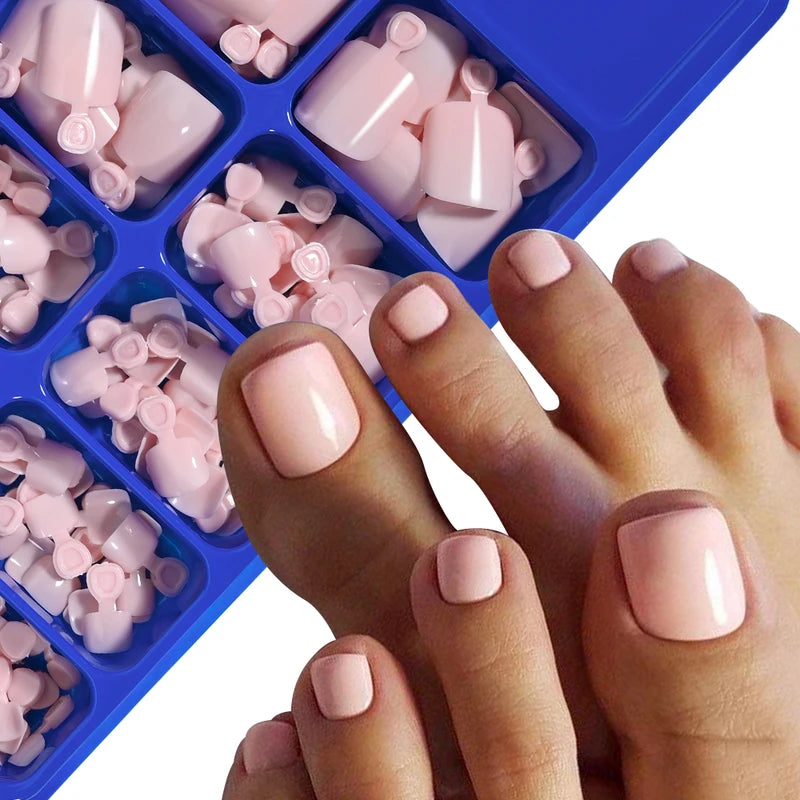 100Pcs Short Press-On Square Toenail Tips - Fake Acrylic Toe Nails