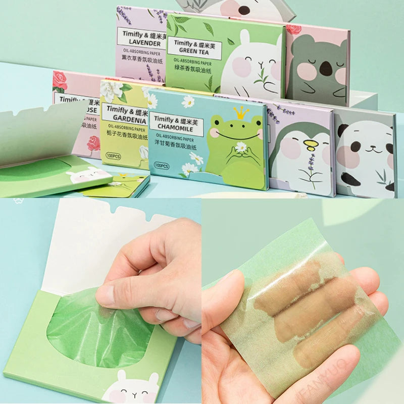 100 Pcs Oil Control Face Blotting Paper for Makeup & Skin Oil Absorption