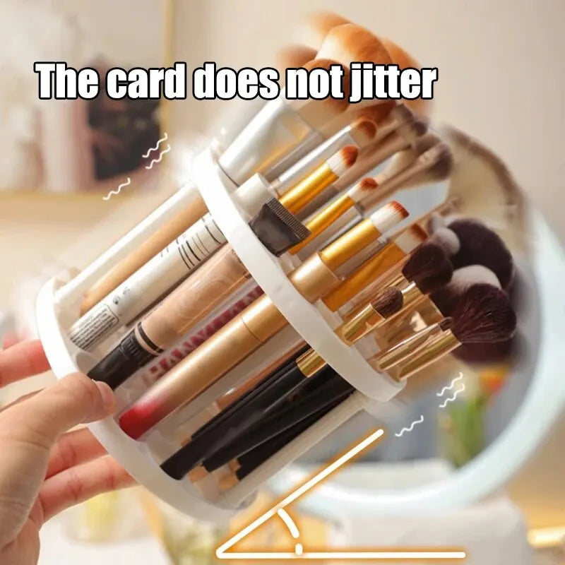 Makeup Brush Storage Rack - 360° Rotatable Cosmetic Organizer for Dressing Table