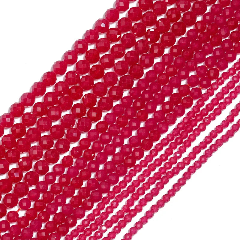 Natural Ruby-Corundum Beads Faceted Round Loose Spacer Beads for Jewelry Making