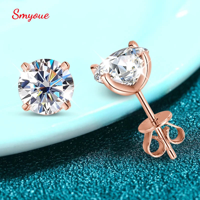 Sterling Silver Moissanite Stud Earrings for Women - Wedding & Bridal Jewelry