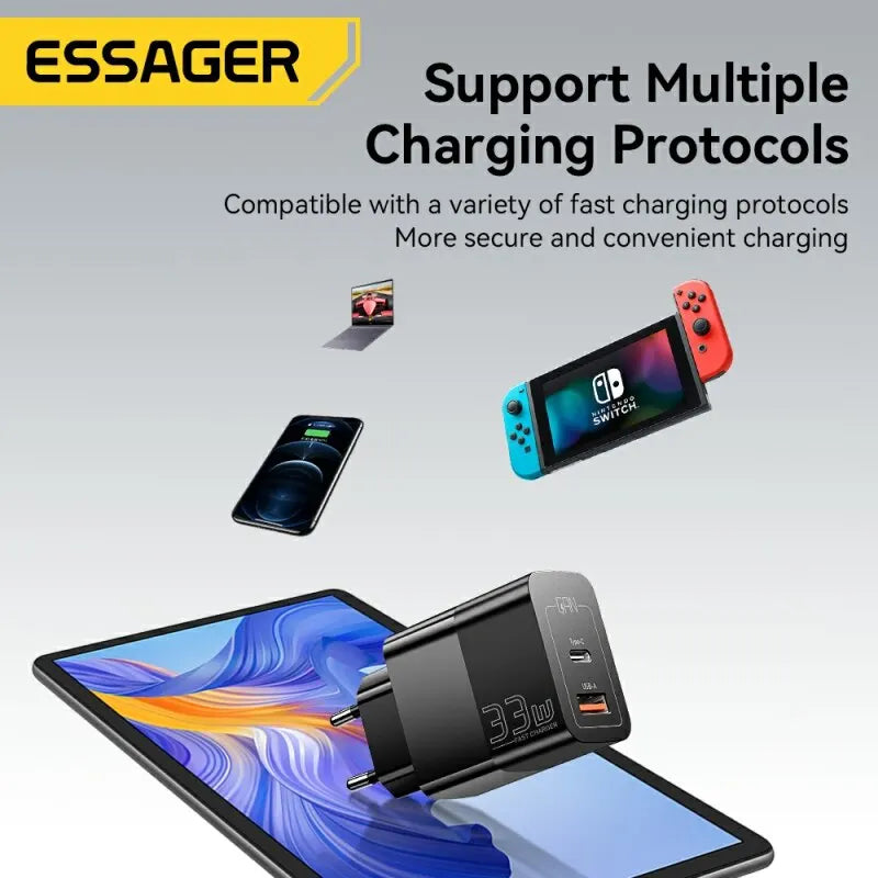 USB C Charger 33W GaN Fast Charging Power Adapter for iPhone, iPad, Samsung