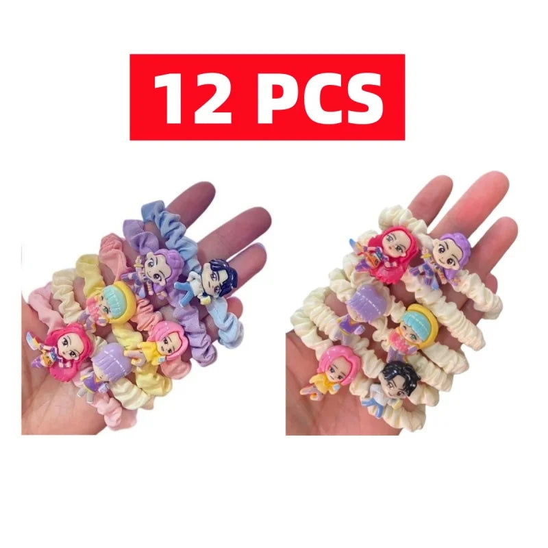 6 Pcs Cartoon Hair Ties Set for Women Girls - Kawaii Anime Ponytail Holders