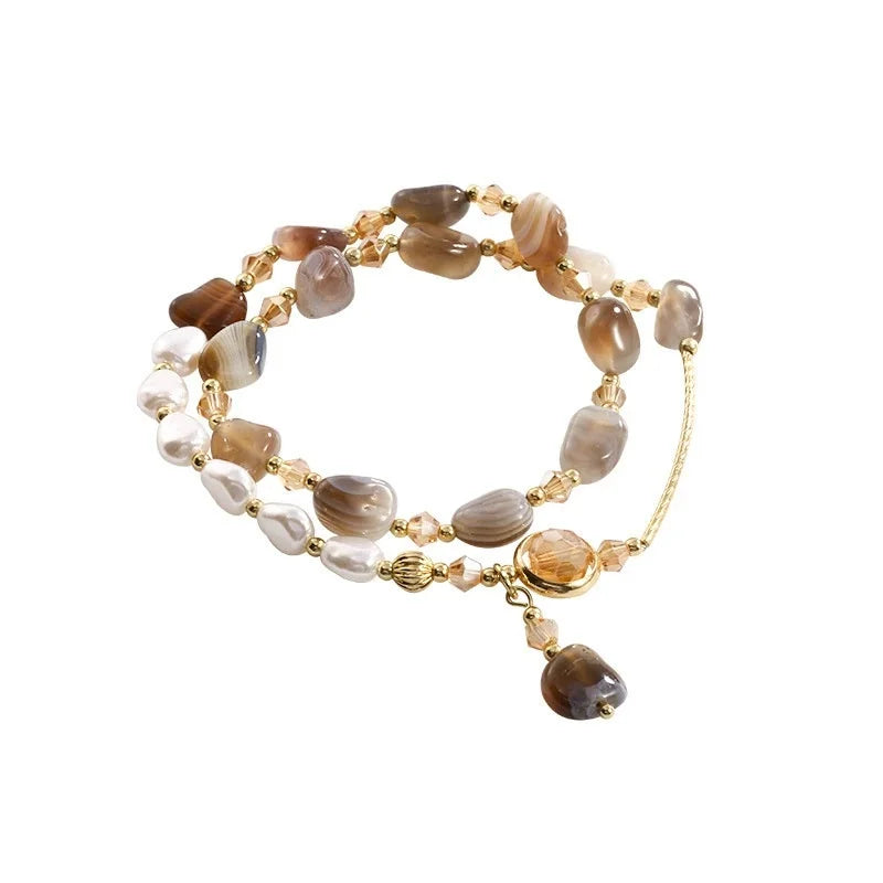 Layered Pearl Bracelet for Women - Summer Crystal Jewelry Gift