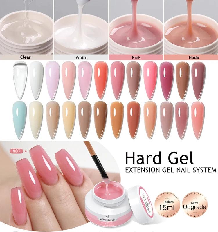 Painless Builder Nail Gel - Self-Leveling UV LED Hard Gel for Nail Extensions and Strengthening