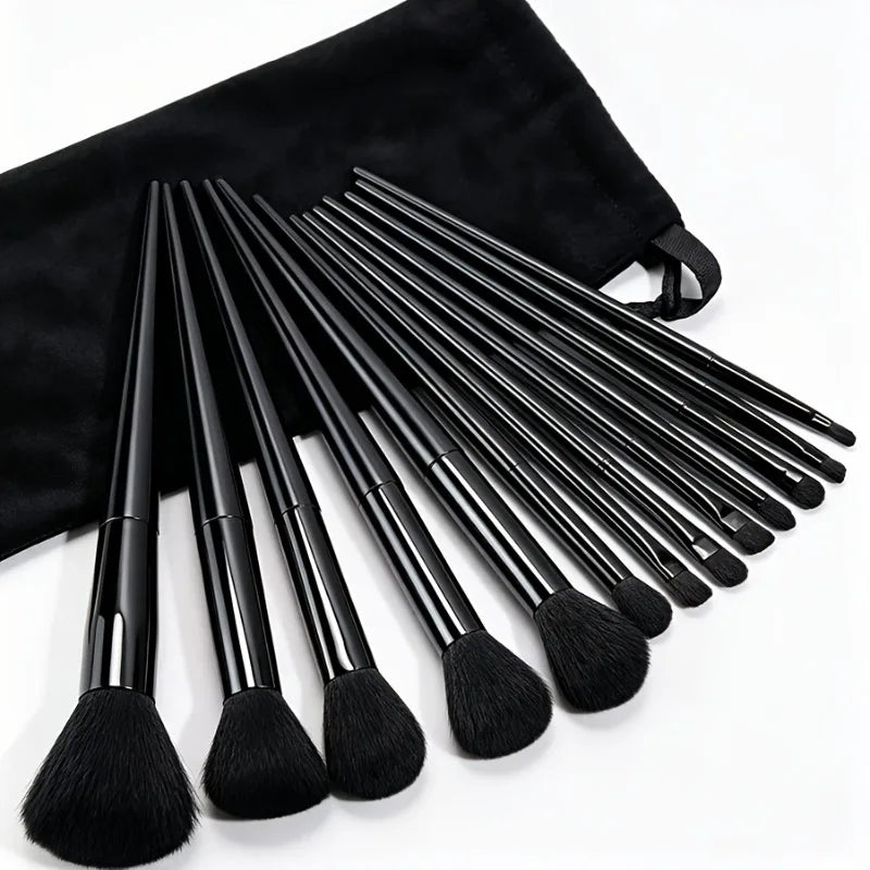 16-Piece Makeup Brush Set with Pouch & Sponges - Full Face Kit, Vegan Soft Bristles