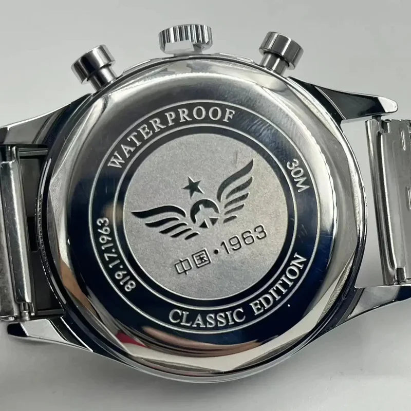 Men's Vintage Pilot Automatic Watch 42mm Waterproof Retro Chronograph
