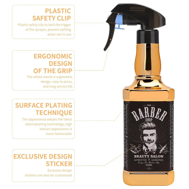 500ML Plating Haircut Spray Bottle - Adjustable Nozzle Salon Water Sprayer