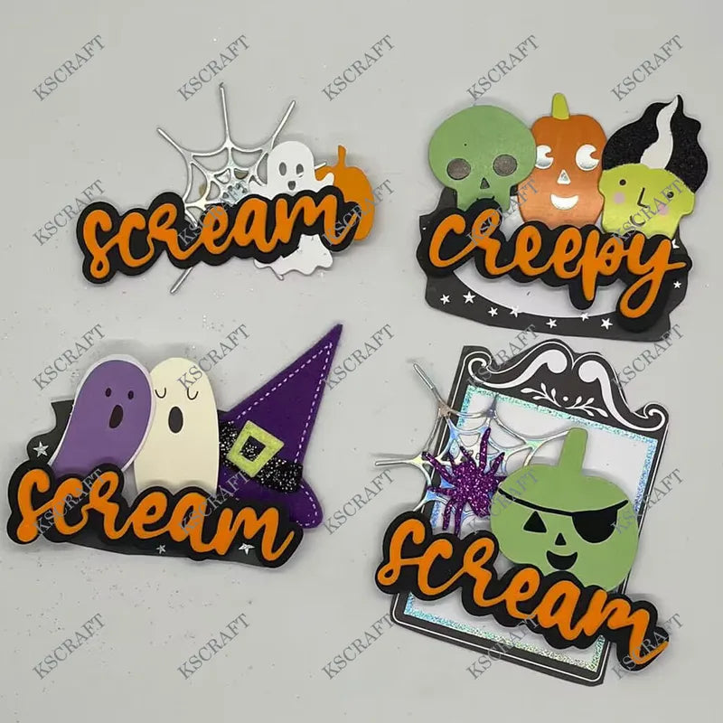 Halloween Shadow Words Cutting Dies & Stencils for Scrapbooking DIY Paper Cards