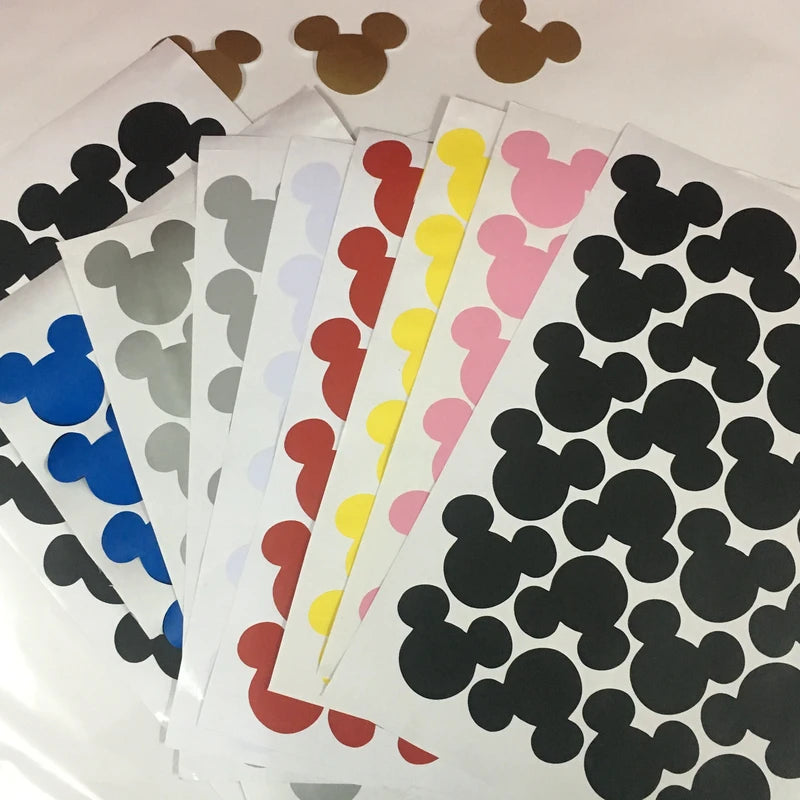 24PCS Cartoon Mouse Head Wall Decals for Kids Room & Home Decor - Removable & Waterproof
