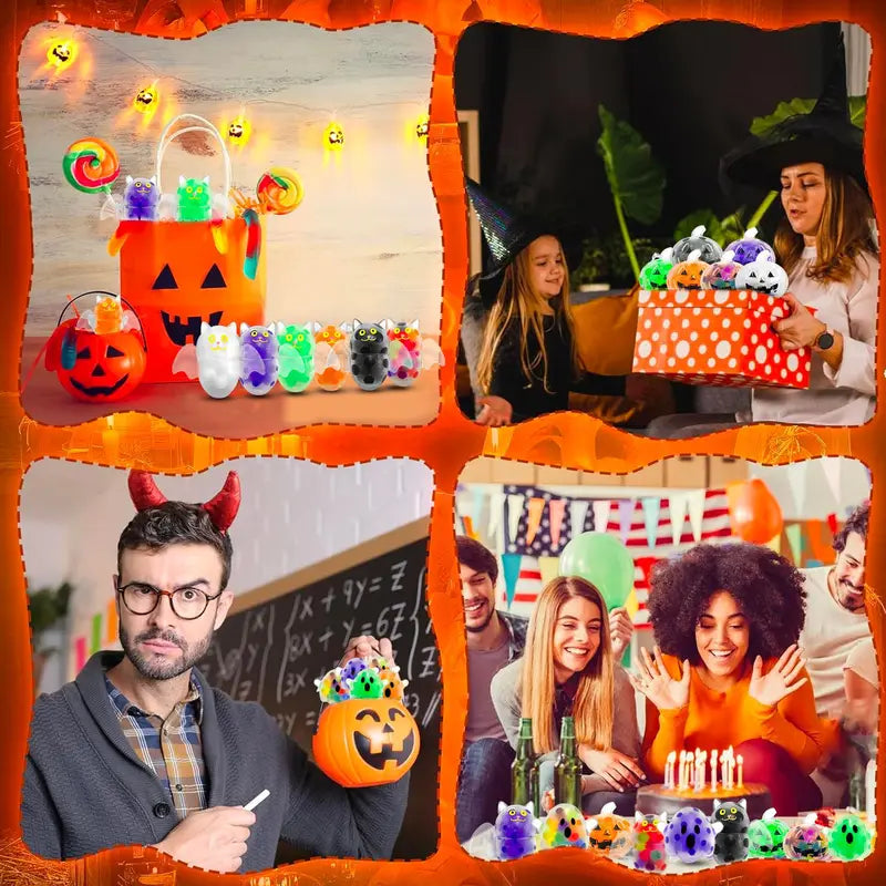 Halloween Stress Relief Bead Ball Toy Ghost Pumpkin Bat Squeeze & Release Fidget