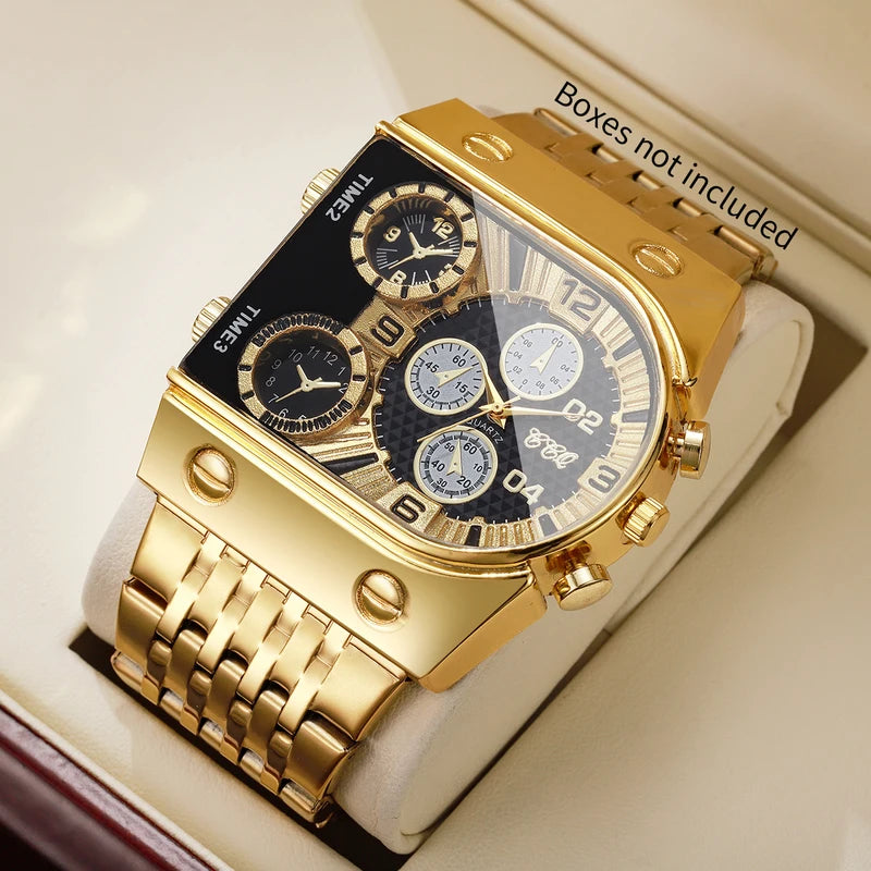 Men's Luxury Gold Quartz Watch with Stainless Steel Band - Casual Business Style
