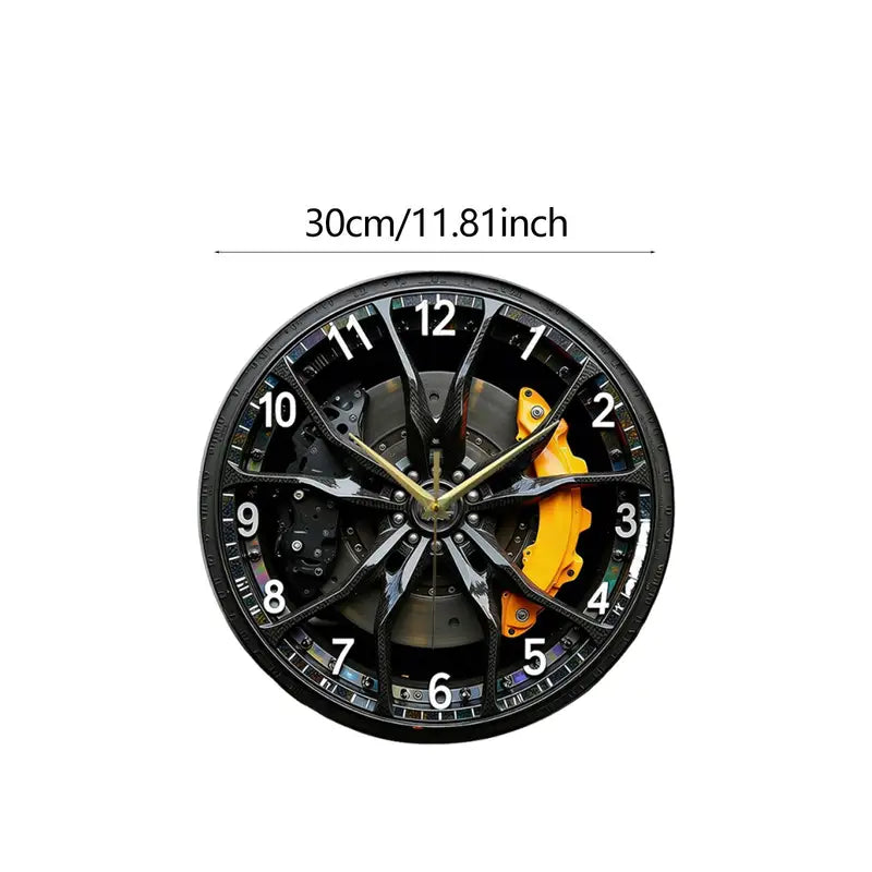 2D Car Wheel Wall Clock - Silent Modern Acrylic Decoration for Home & Classroom