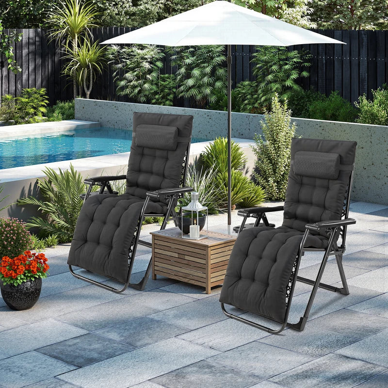 Portable Zero Gravity Recliner Lounge Chair with Cup Holder & Removable Cushion